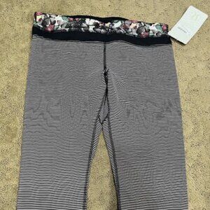 Lululemon Size 10 Inspire Crop II NWT Black and White Striped